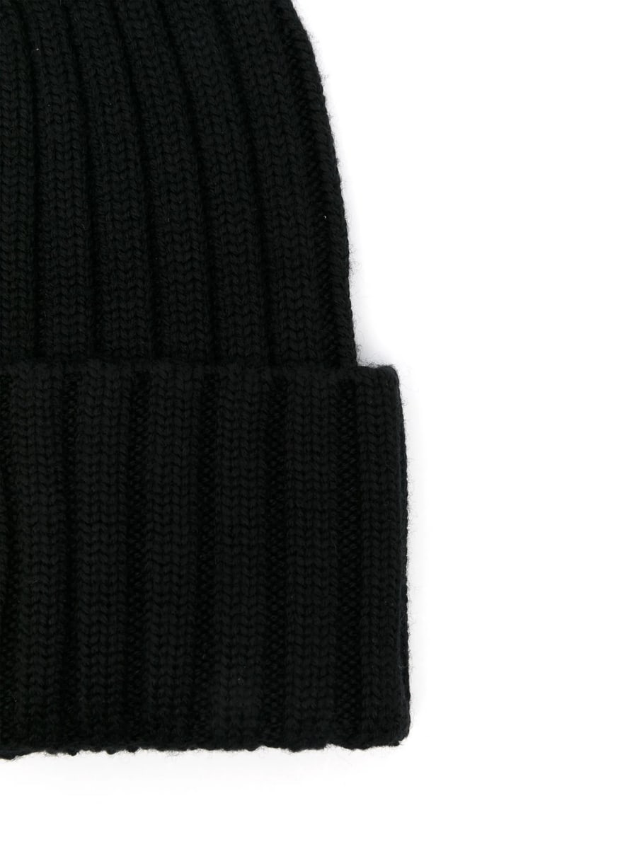 Moncler Moncler Logo-patch Ribbed-knit Beanie Hat, view 2