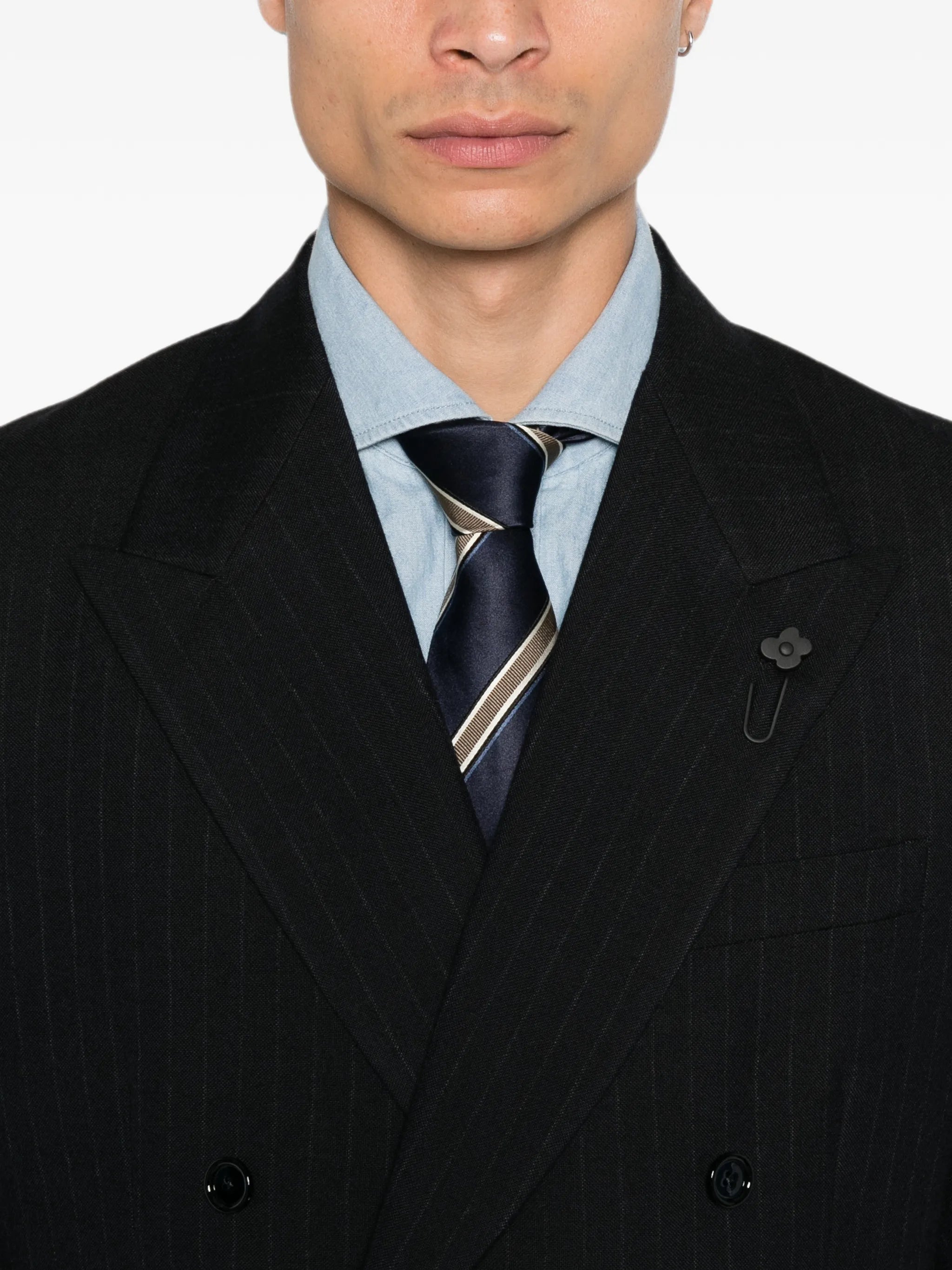 Lardini Lardini Pinstripe Double-breasted Blazer, view 2