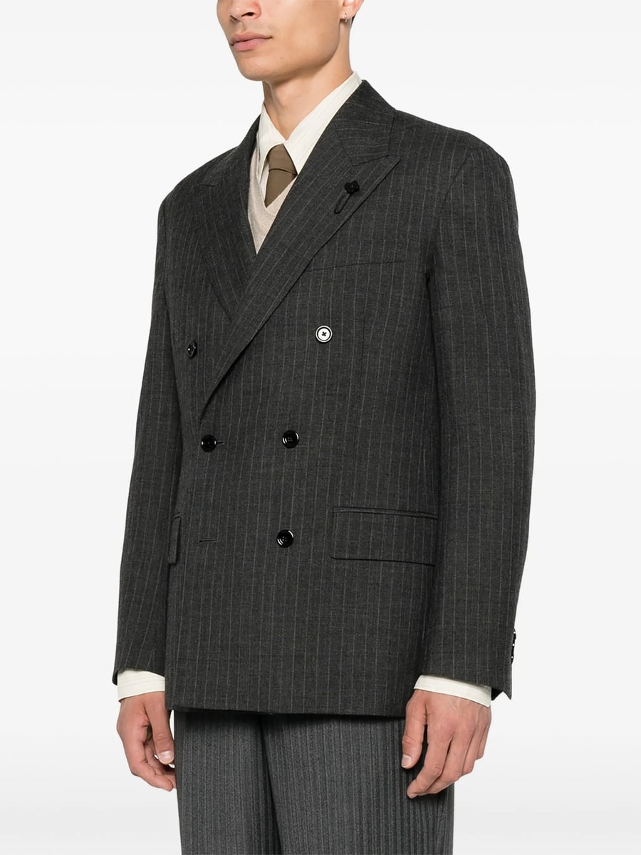 Lardini Lardini Pinstripe-pattern Double-breasted Blazer, view 4