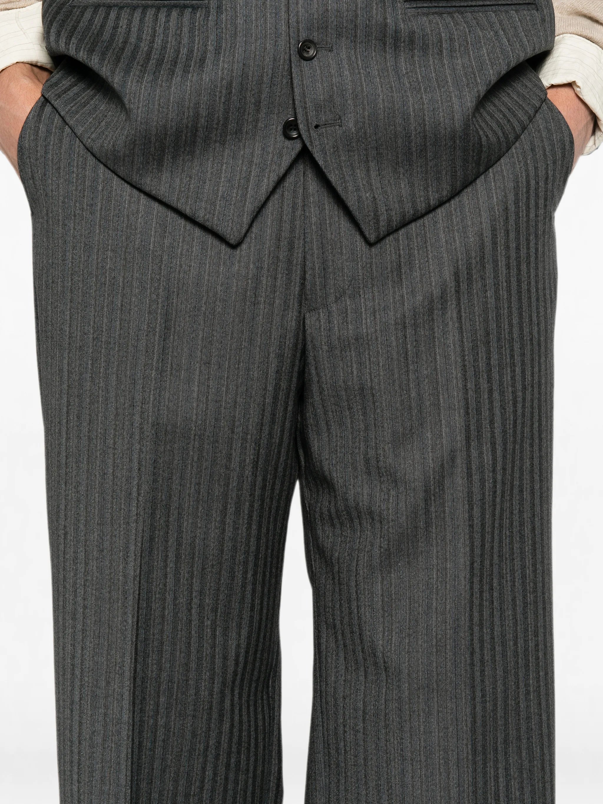 Reveres 1949 Reveres 1949 Pinstripe-pattern Straight-leg Trousers, view 2