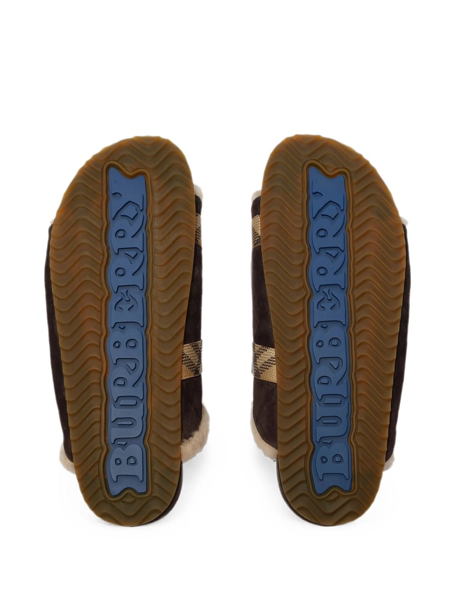 Burberry Burberry Check Shearling Urchin Sandals, view 5