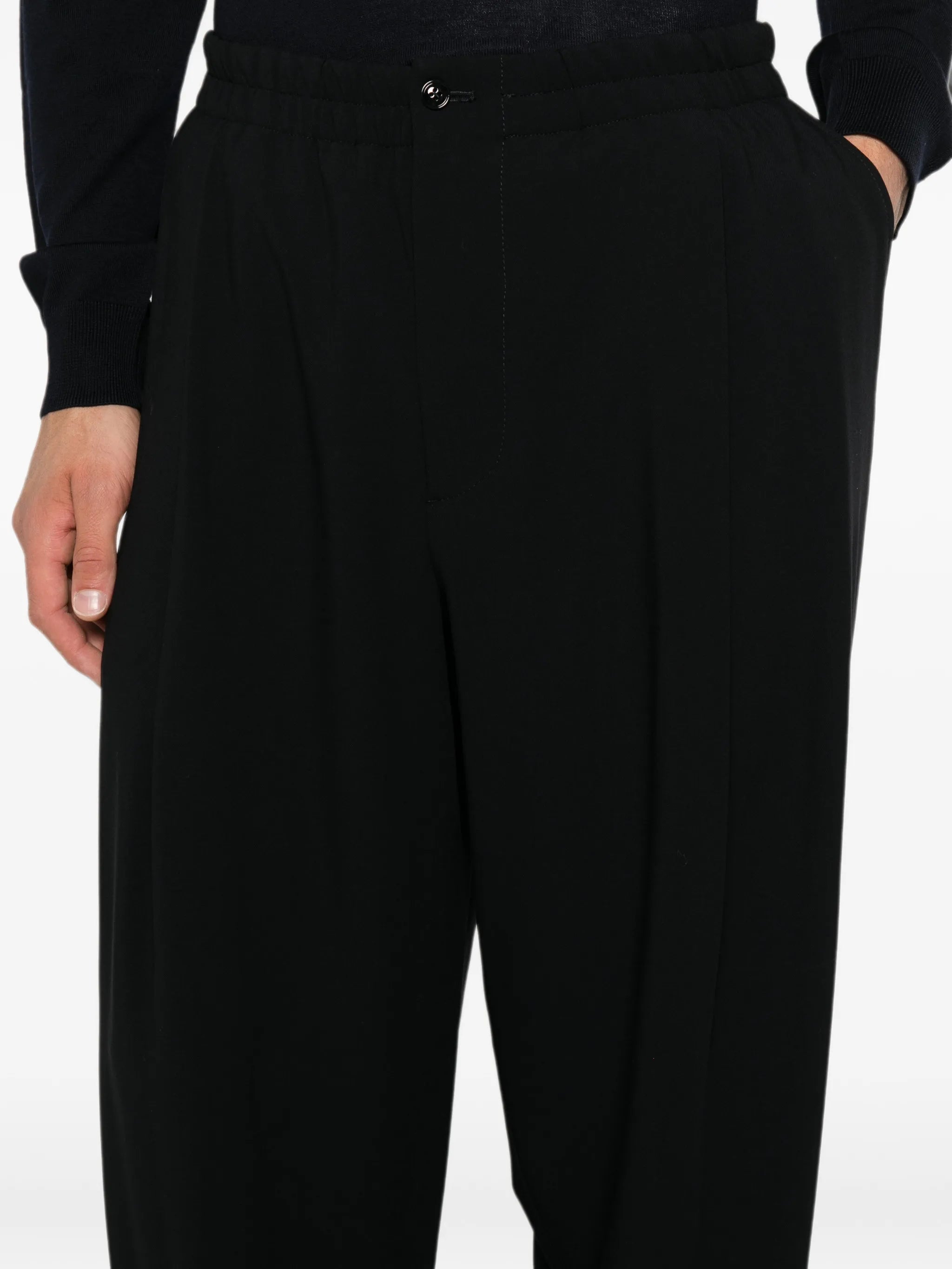 Giorgio Armani Giorgio Armani Elasticated-waistband Straight-leg Trousers, view 2