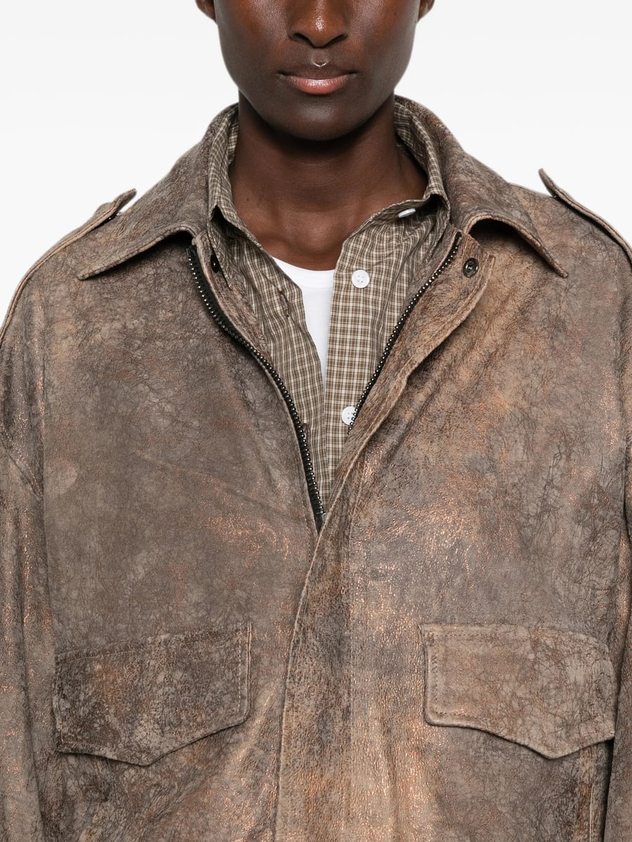 Giorgio Brato Giorgio Brato Distressed-effect Epaulette Jacket, view 3