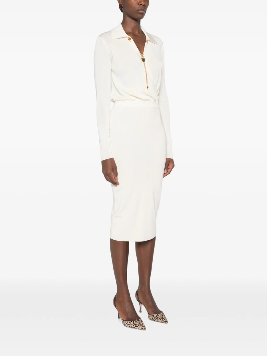 Elisabetta Franchi Elisabetta Franchi Padlock-detail Long-sleeve Midi Dress, view 3