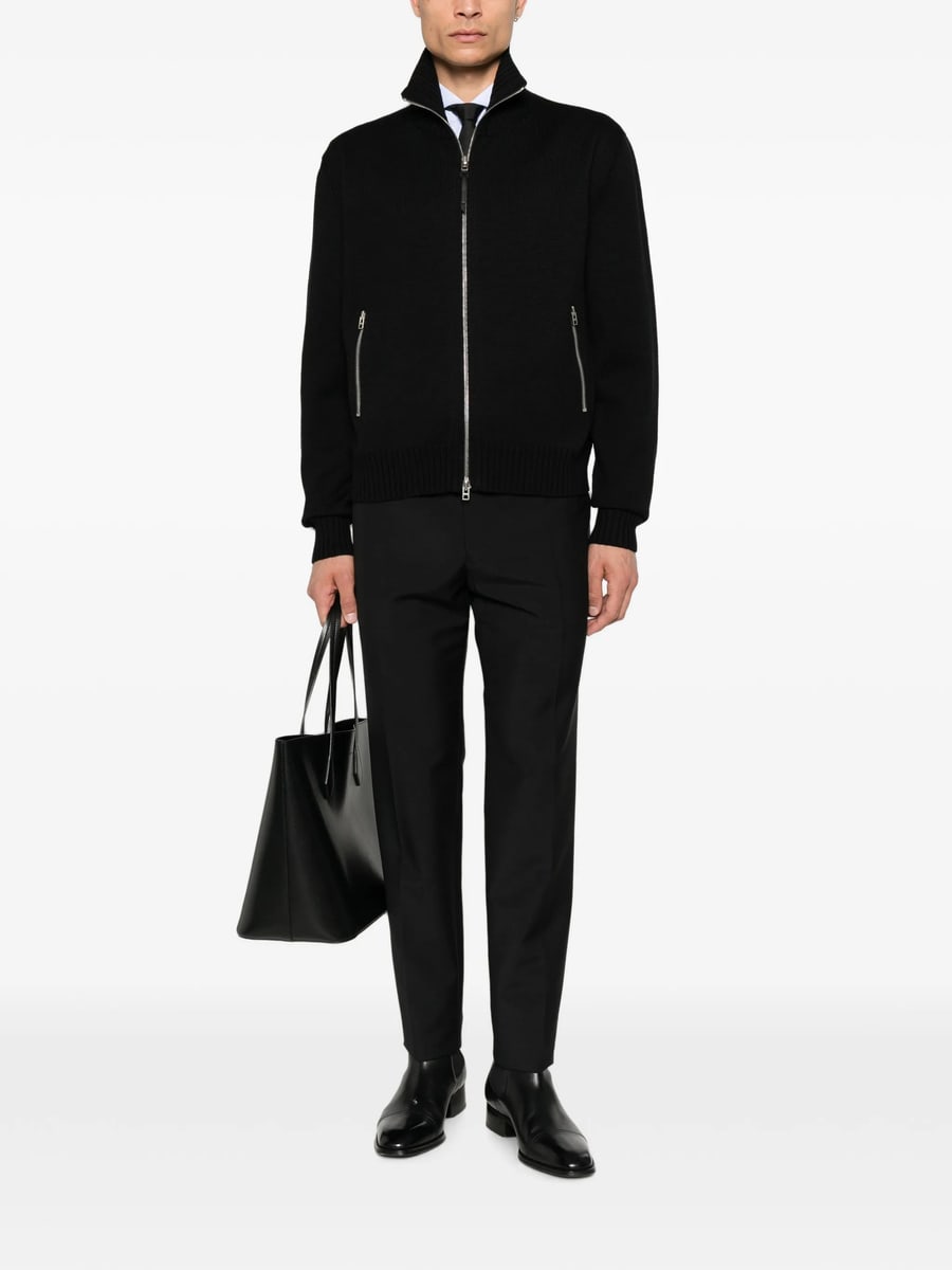 Tom Ford Tom Ford Leather-patch Zip-up Cardigan, view 4