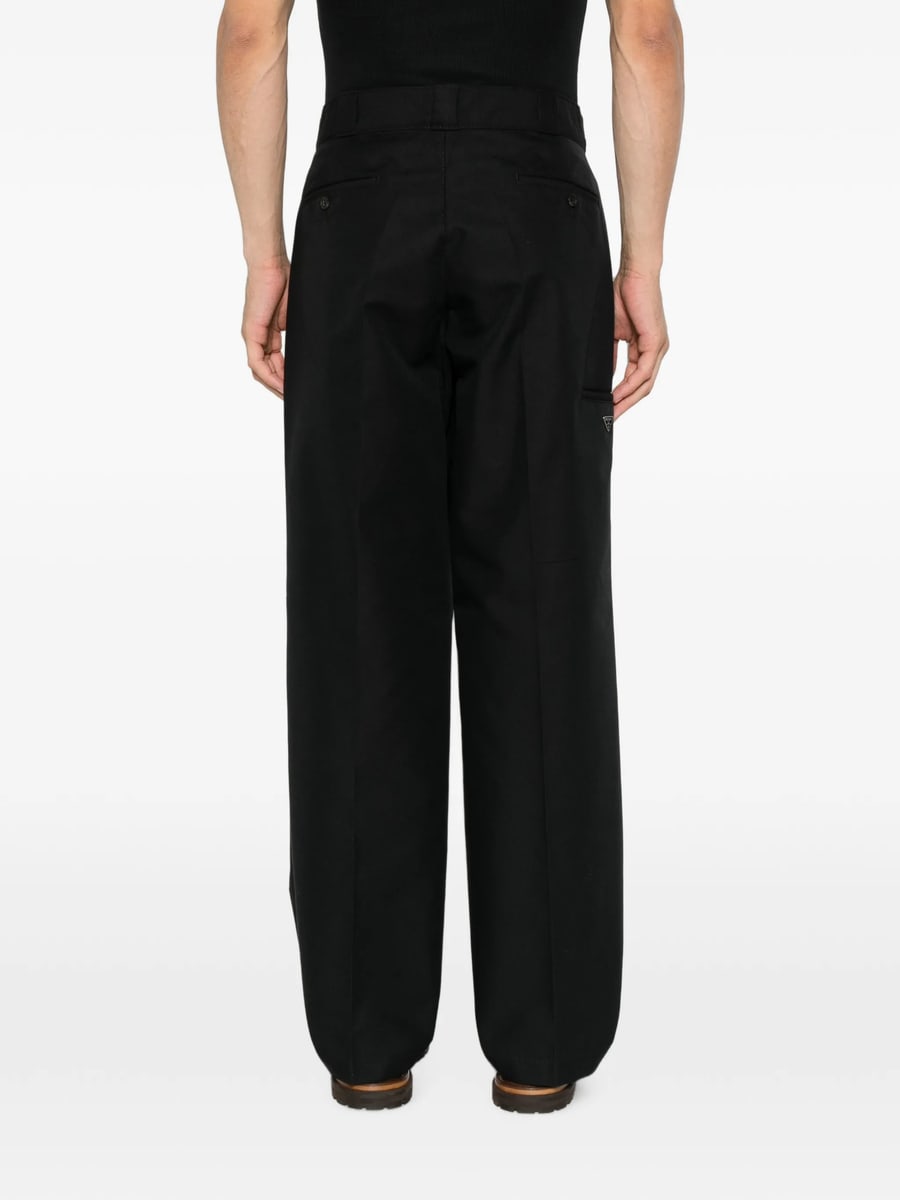 Prada Prada Pressed-crease Logo-plaque Trousers, view 2