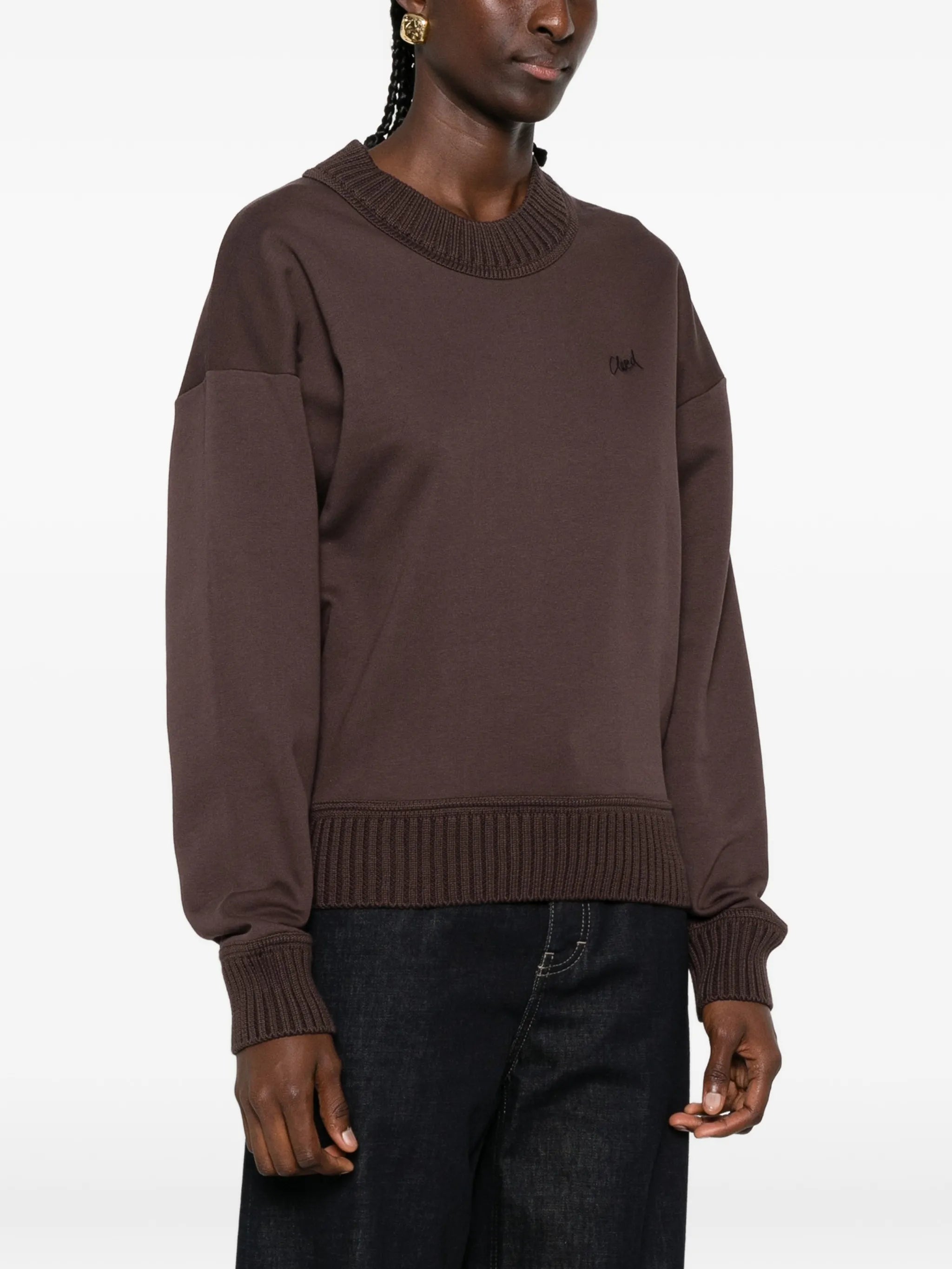 Closed Closed Ribbed-trim Logo-embroidered Sweatshirt, view 2