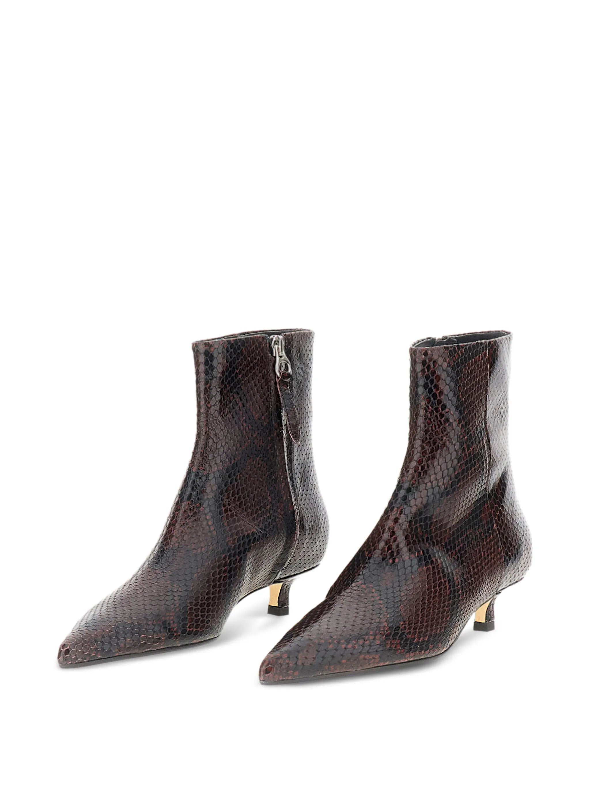 Aeyde Aeyde Snakeskin-effect Pointed-toe Ankle Boots, view 2