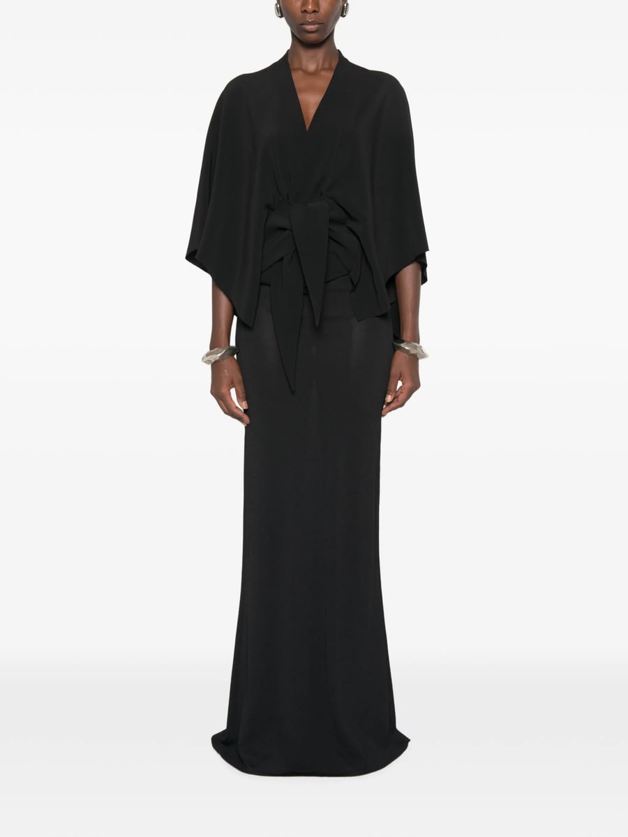 Rick Owens Rick Owens Knotted-waist V-neck Blouse, view 3