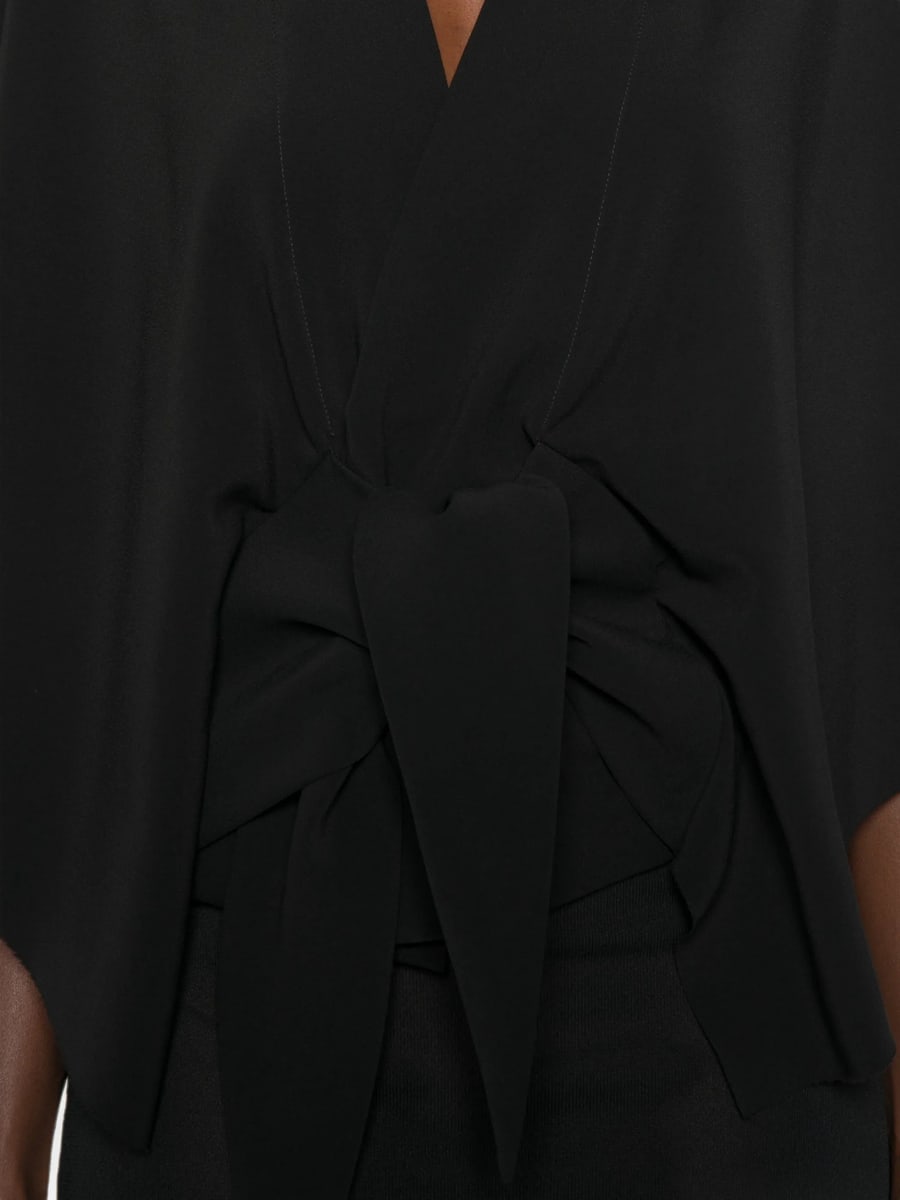 Rick Owens Rick Owens Knotted-waist V-neck Blouse, view 4