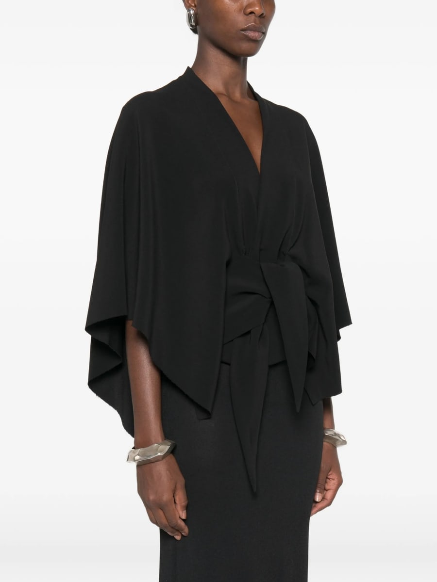 Rick Owens Rick Owens Knotted-waist V-neck Blouse, view 5