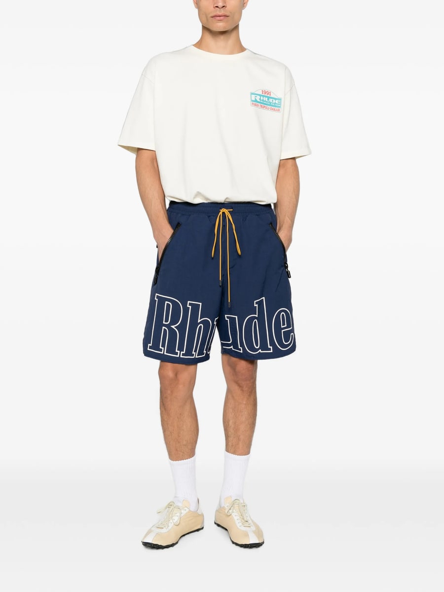 Rhude Rhude Logo-print Drawstring Shorts, view 2