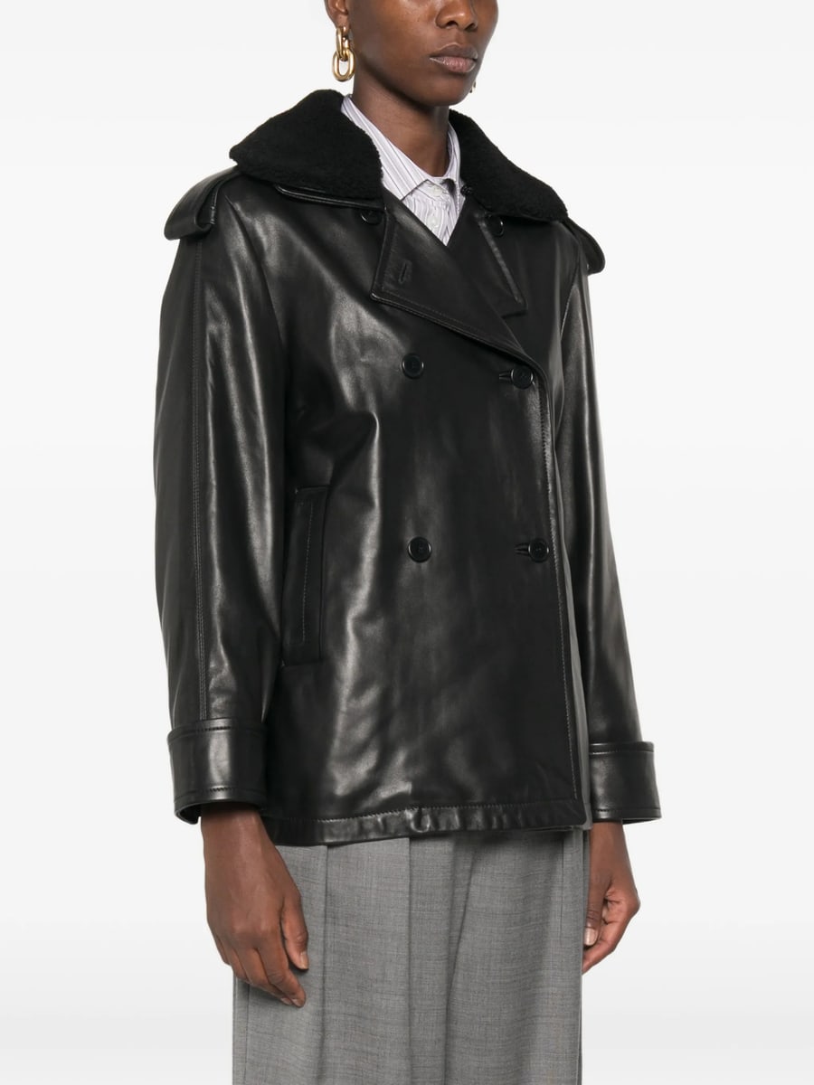 Santoro Santoro Shearling-collar Double-breasted Jacket, view 3