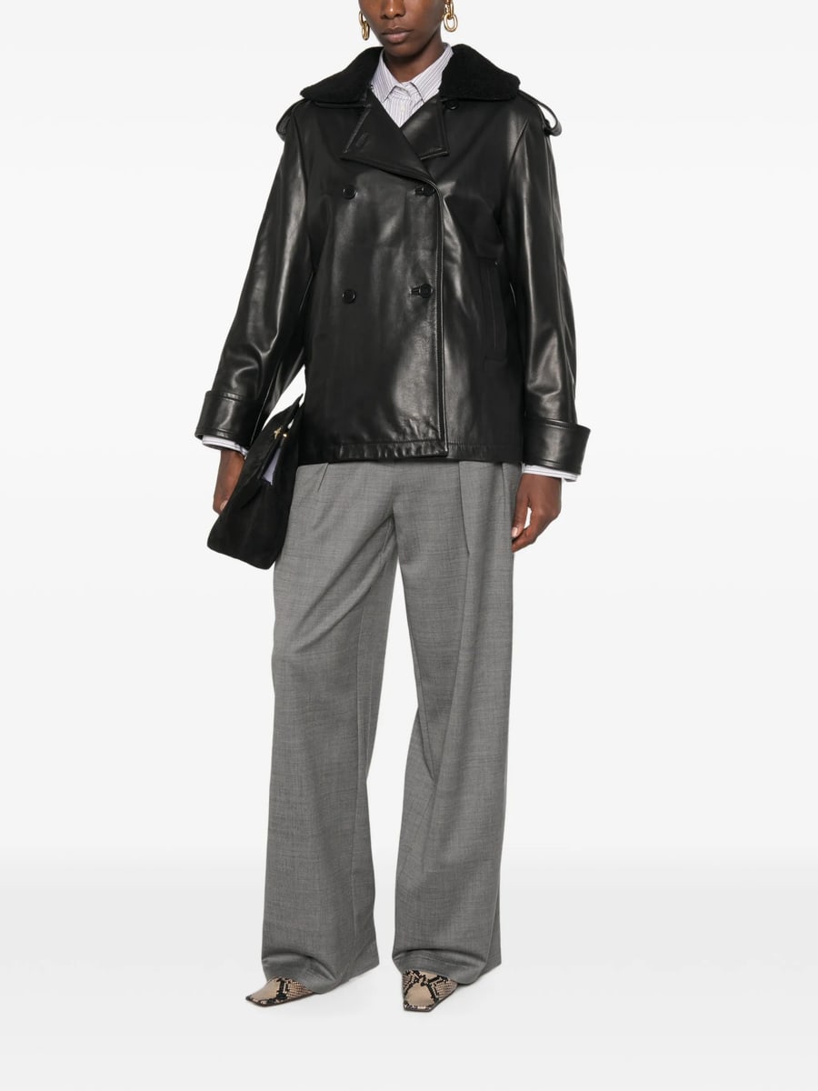 Santoro Santoro Shearling-collar Double-breasted Jacket, view 4