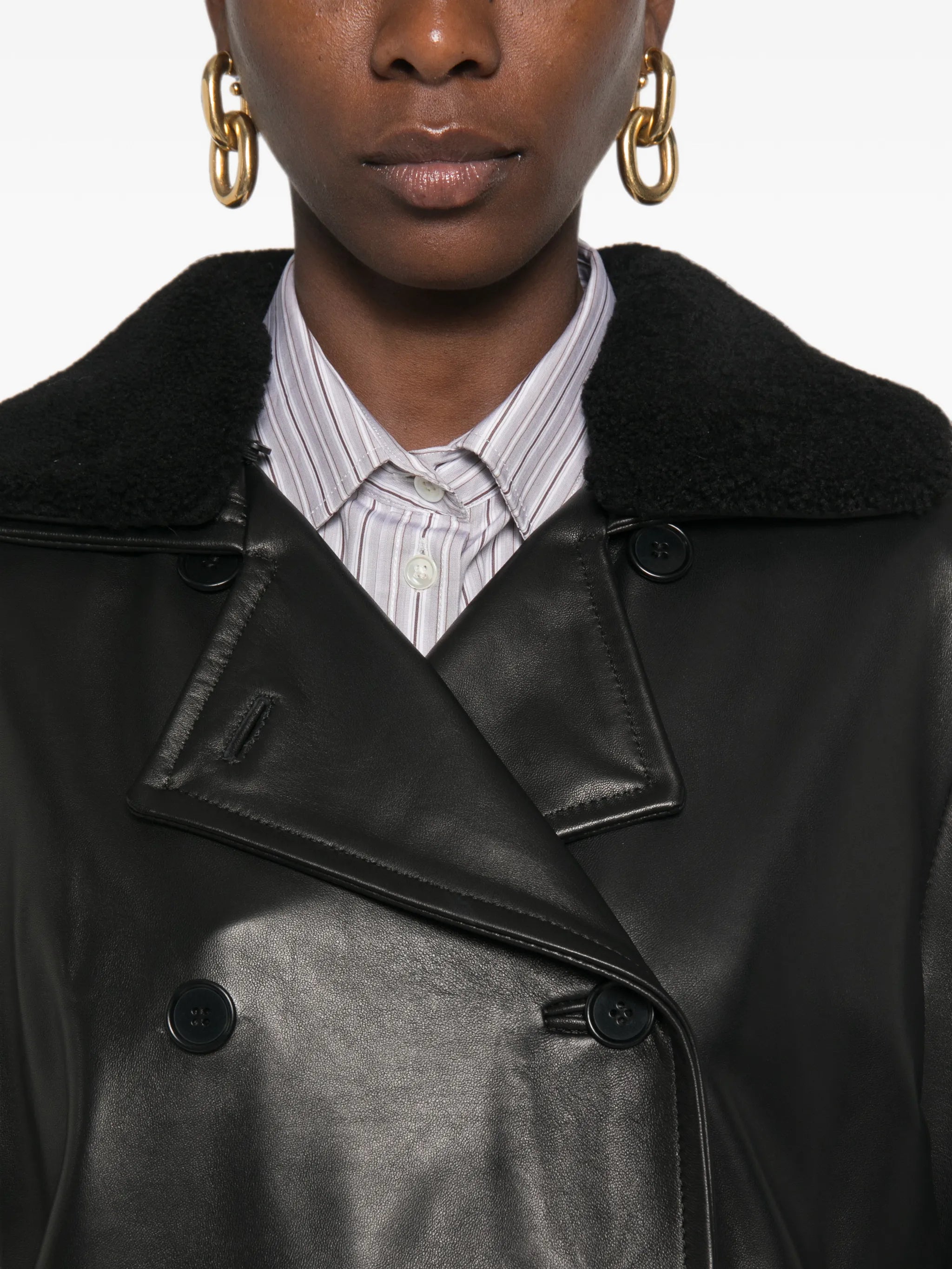 Santoro Santoro Shearling-collar Double-breasted Jacket, view 2