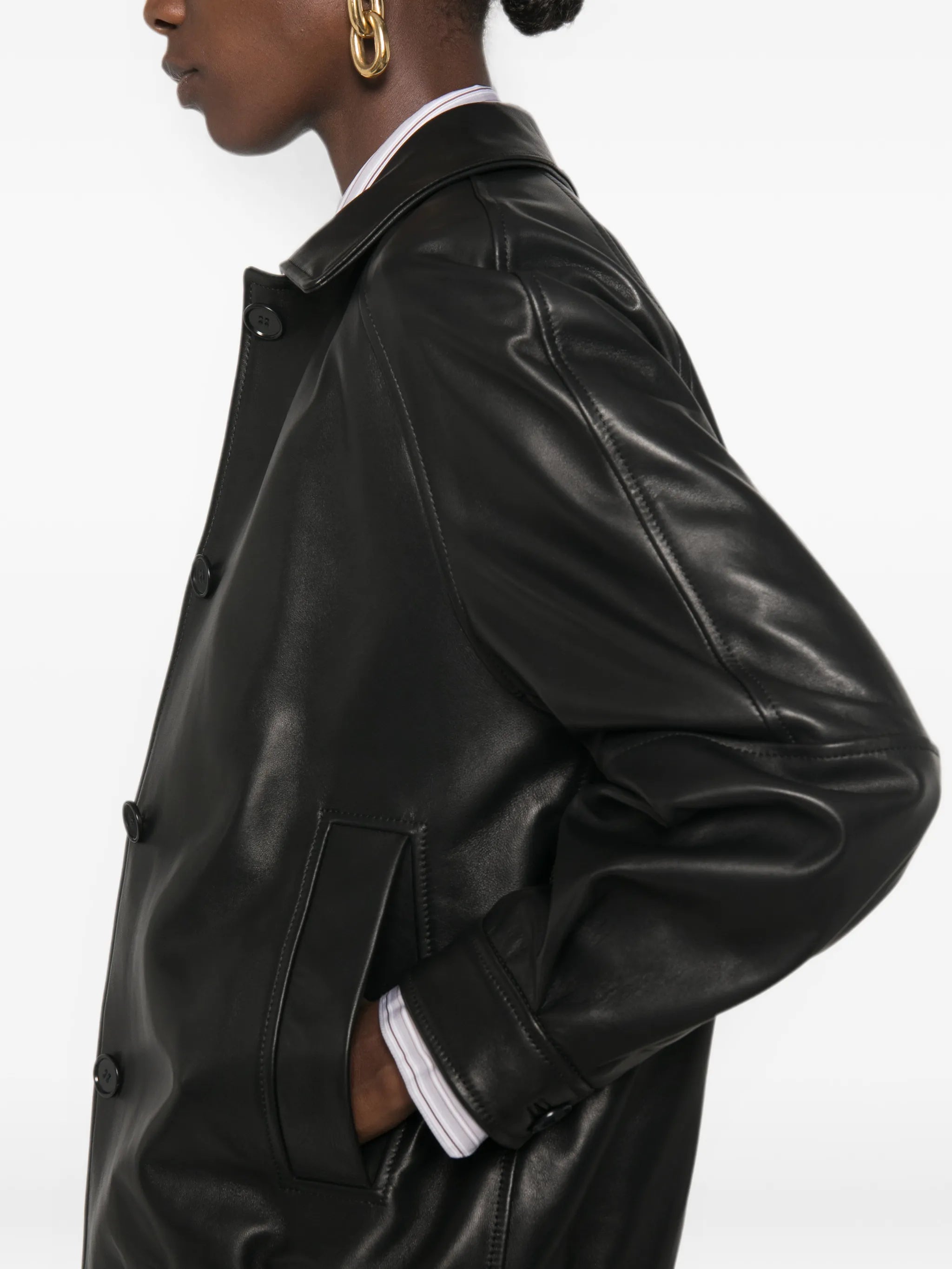 Santoro Santoro Button-up Leather Jacket, view 2