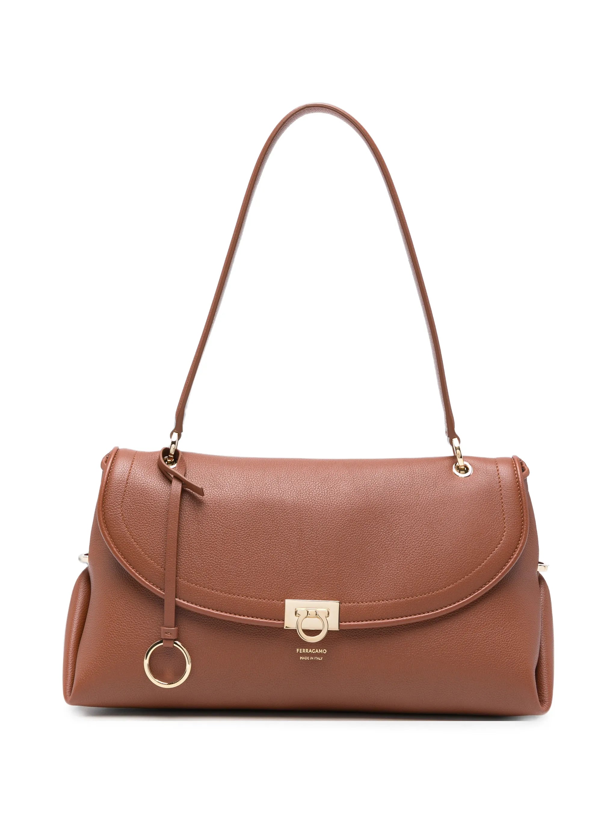 Ferragamo Ferragamo Gancini Pebbled Leather Tote Bag