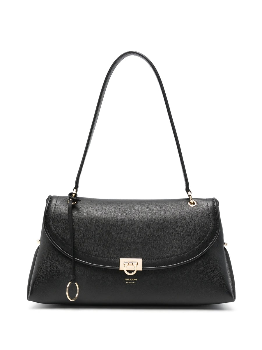 Ferragamo Ferragamo Gancini Pebbled-leather Shoulder Bag