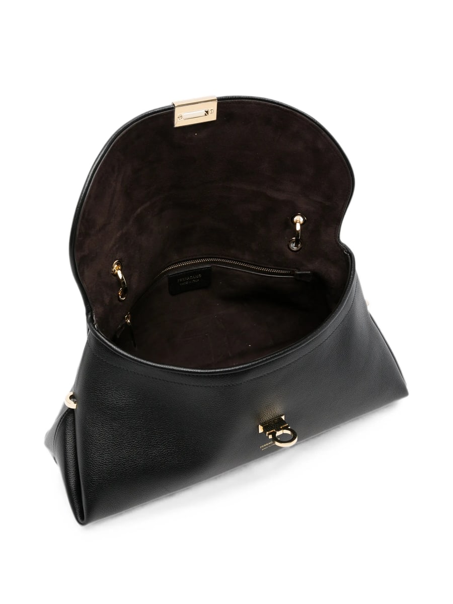 Ferragamo Ferragamo Gancini Pebbled-leather Shoulder Bag, view 3
