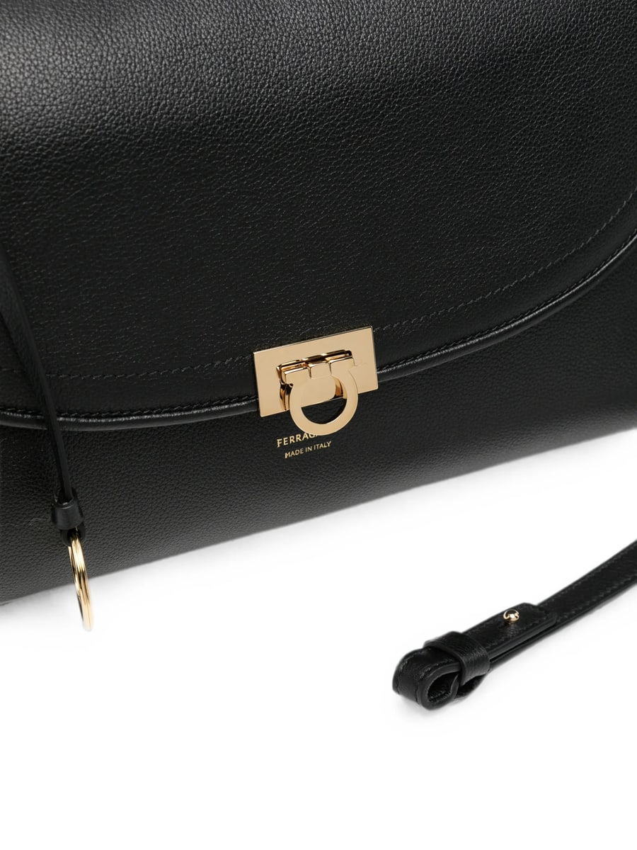 Ferragamo Ferragamo Gancini Pebbled-leather Shoulder Bag, view 4