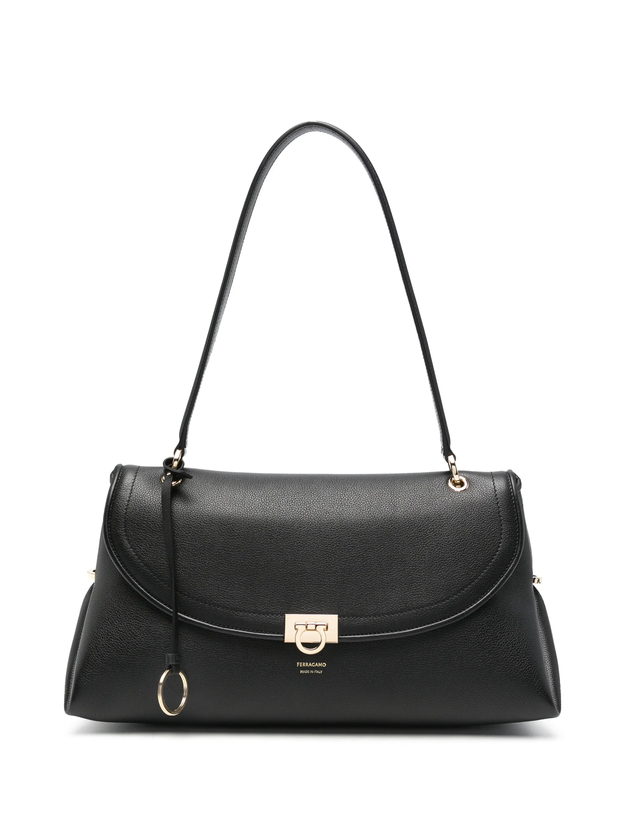 Ferragamo Ferragamo Gancini Pebbled-leather Shoulder Bag