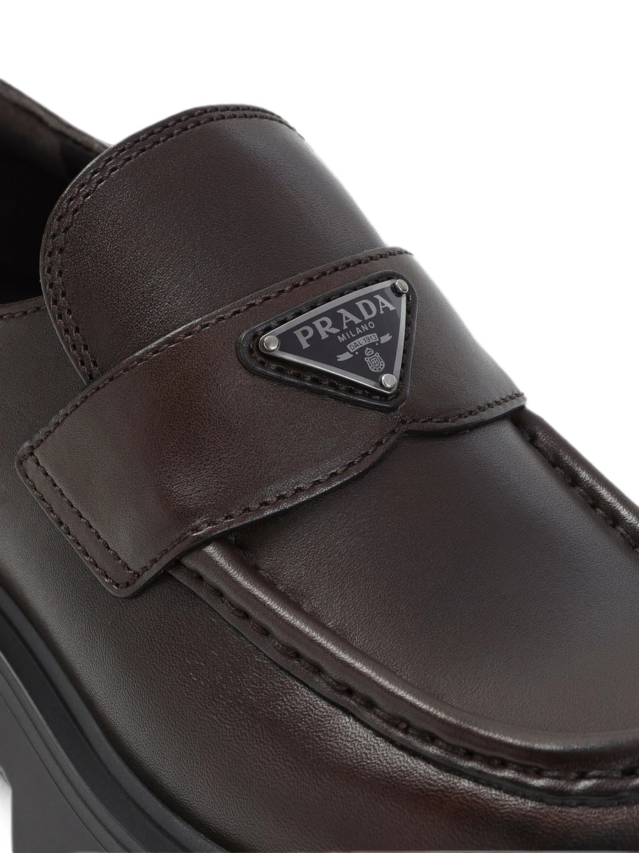 Prada Prada Triangle Logo Lug-sole Loafers, view 4