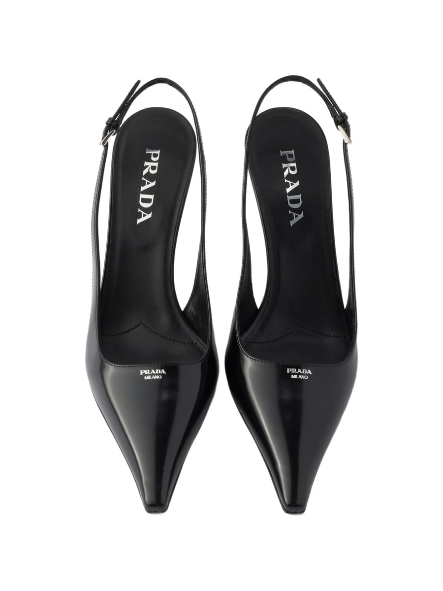 Prada Prada Decollete Slingback Pointed-toe Pumps, view 4