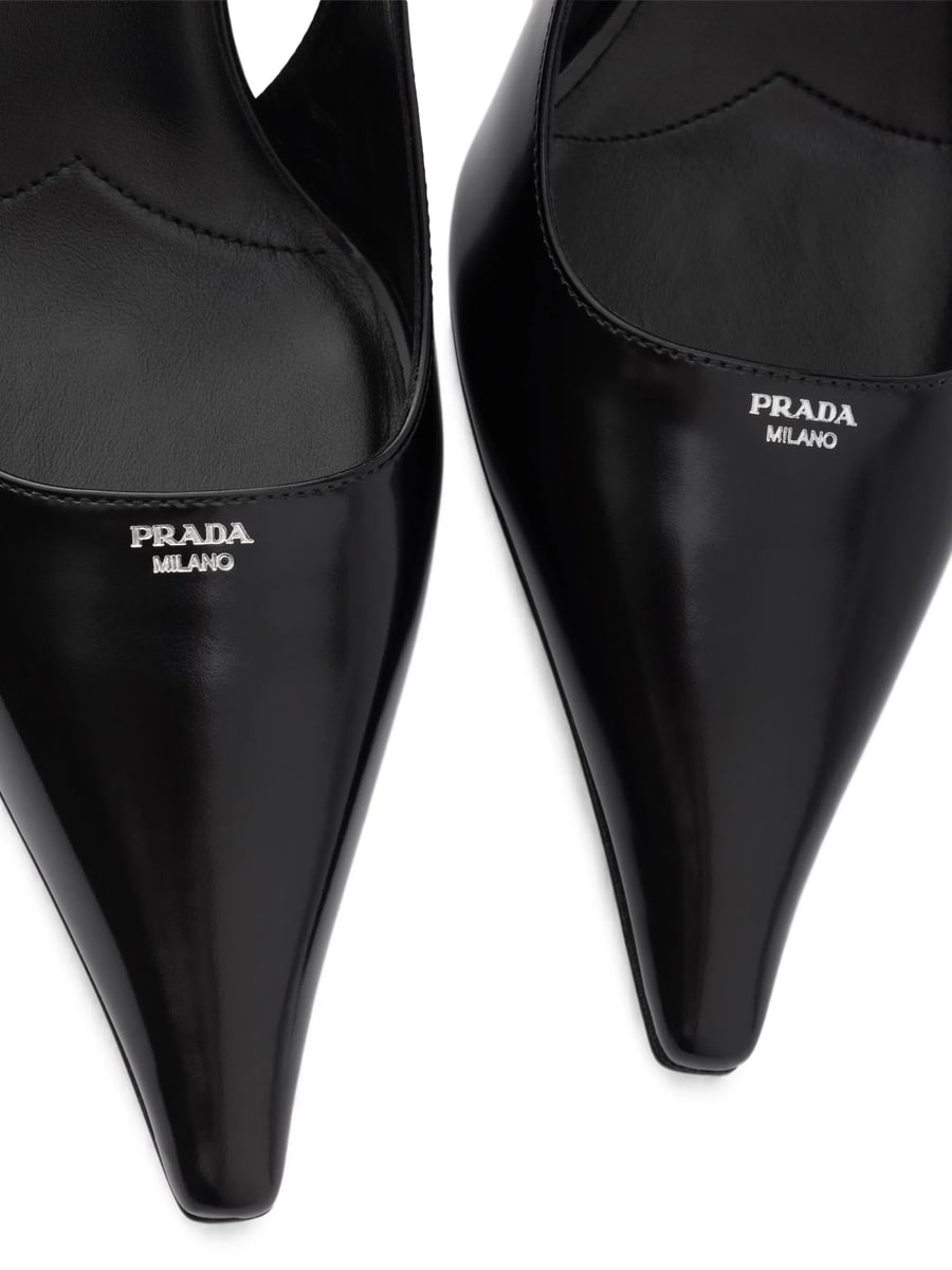 Prada Prada Decollete Slingback Pointed-toe Pumps, view 6