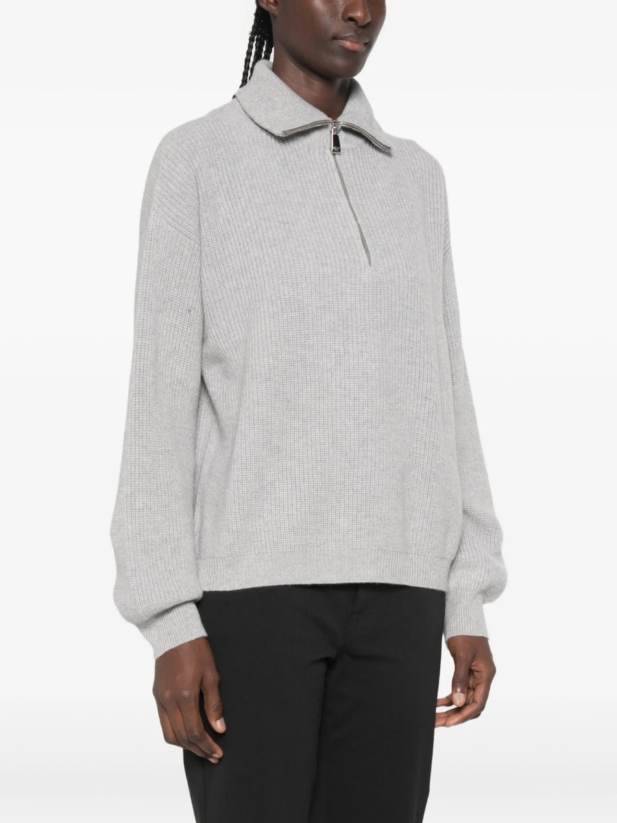 Malo Malo Ribbed-knit Half-zip Sweater, view 3