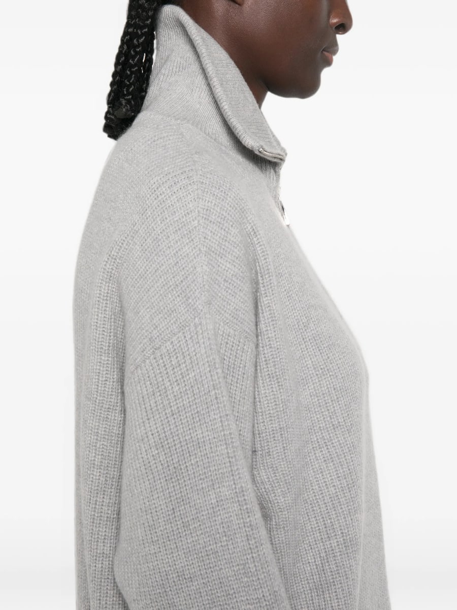 Malo Malo Ribbed-knit Half-zip Sweater, view 4