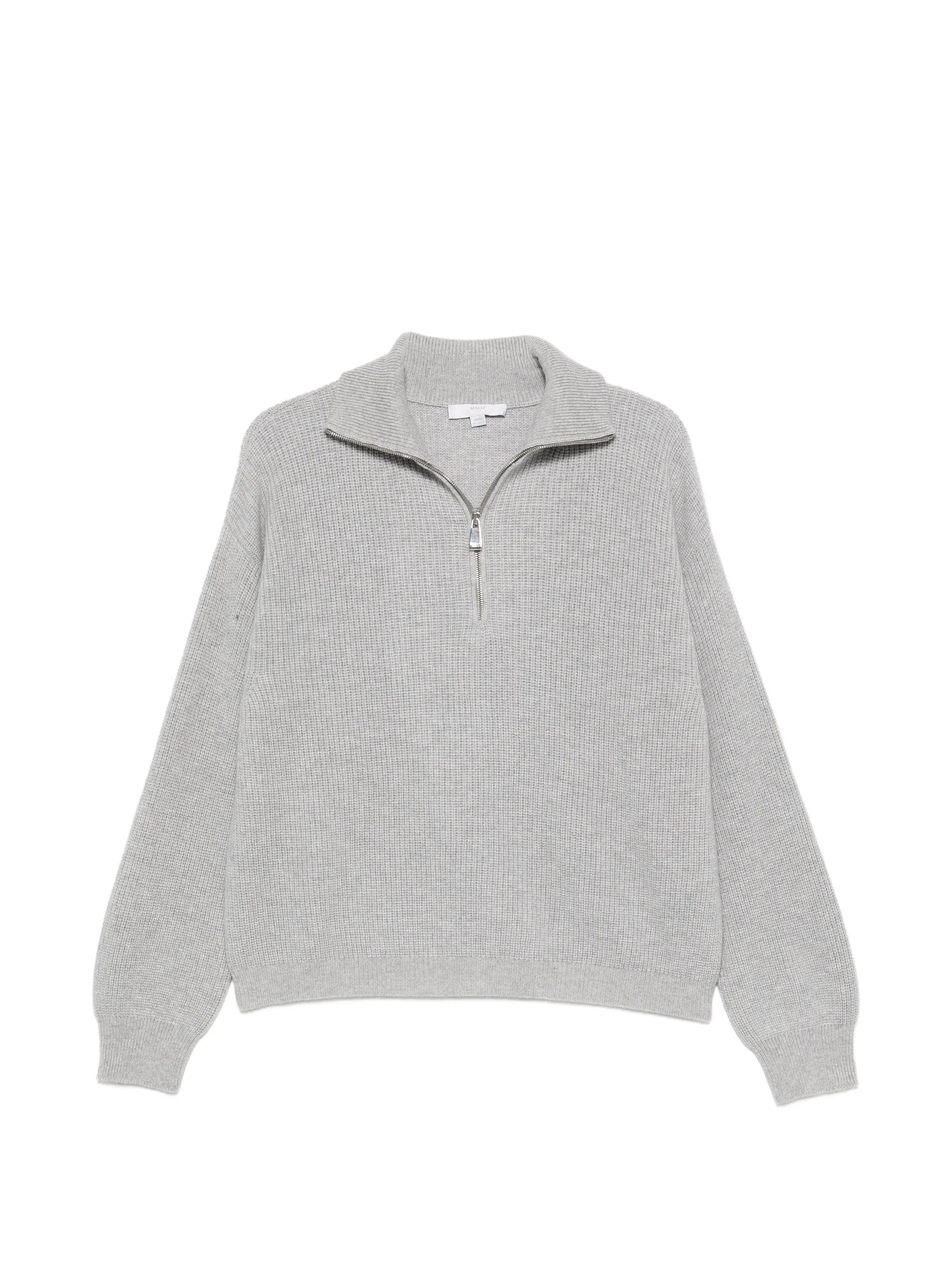 Malo Malo Ribbed-knit Half-zip Sweater