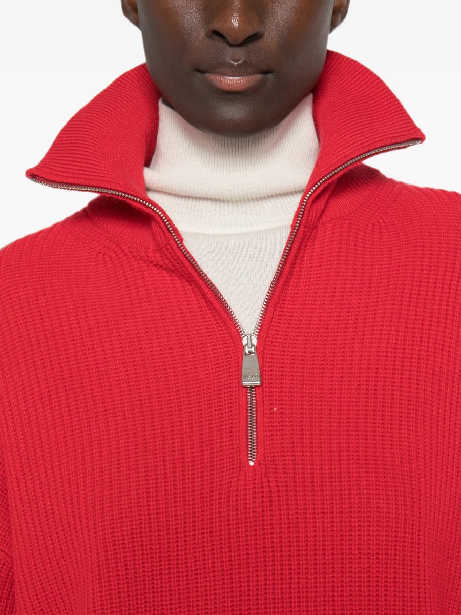 Malo Malo Ribbed-knit Half-zip Sweater, view 2