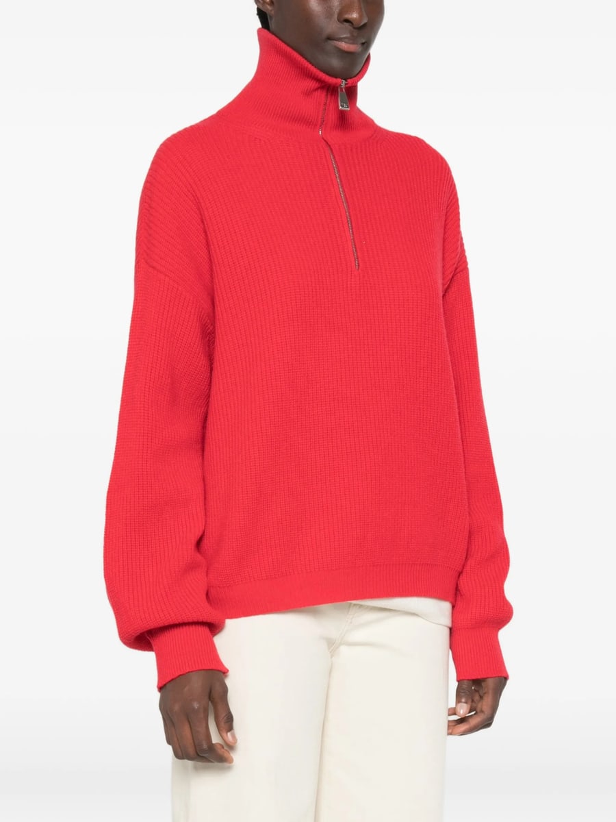 Malo Malo Ribbed-knit Half-zip Sweater, view 3