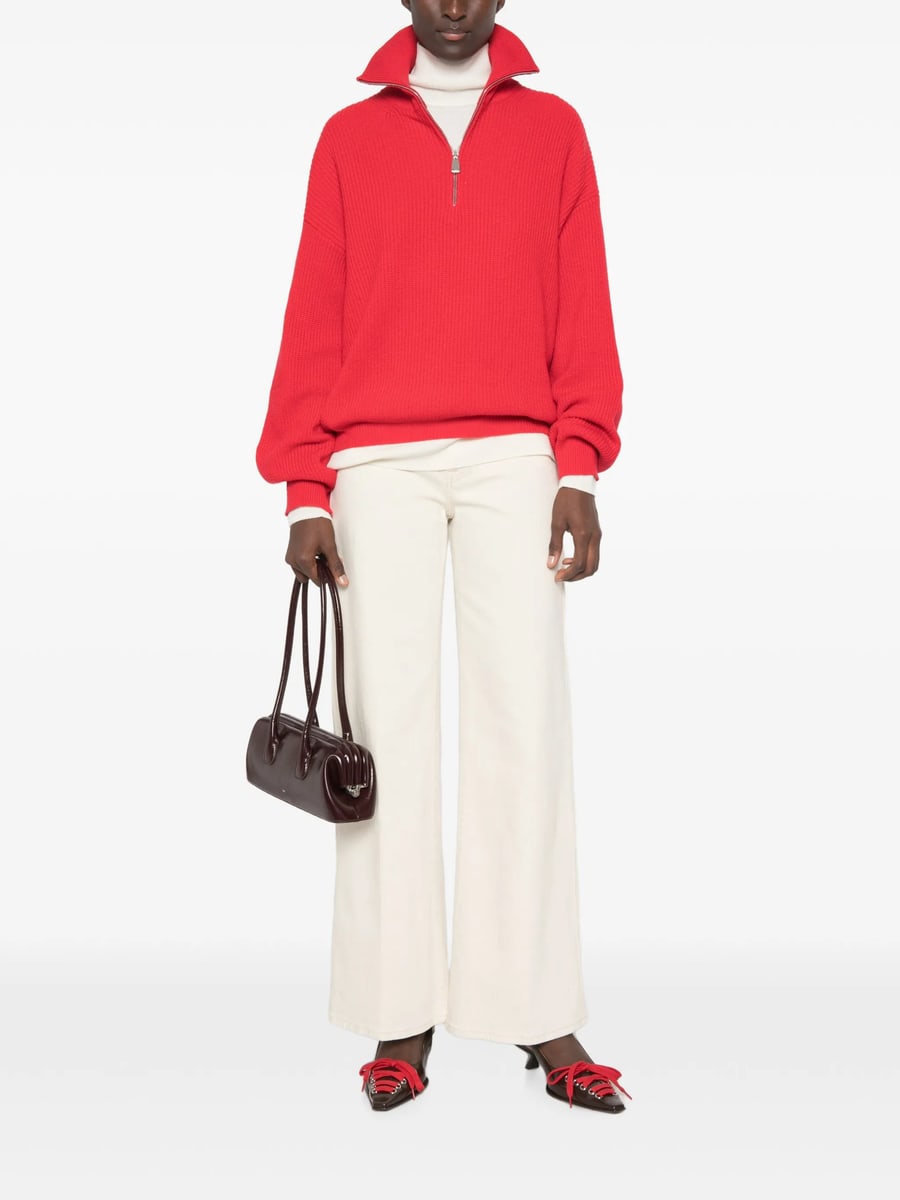 Malo Malo Ribbed-knit Half-zip Sweater, view 5