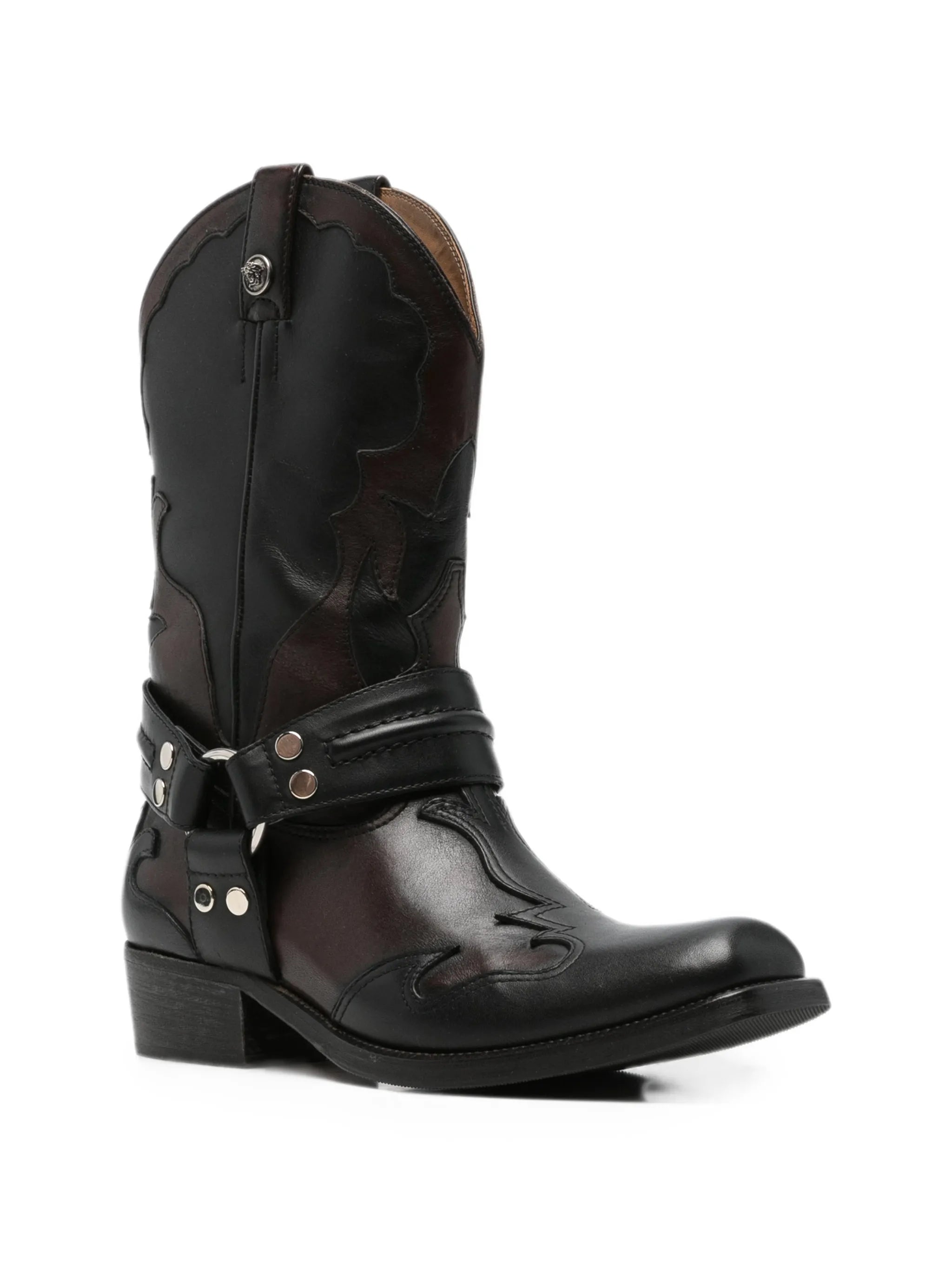 Versace Versace Harness-detail Embroidered Boots, view 2