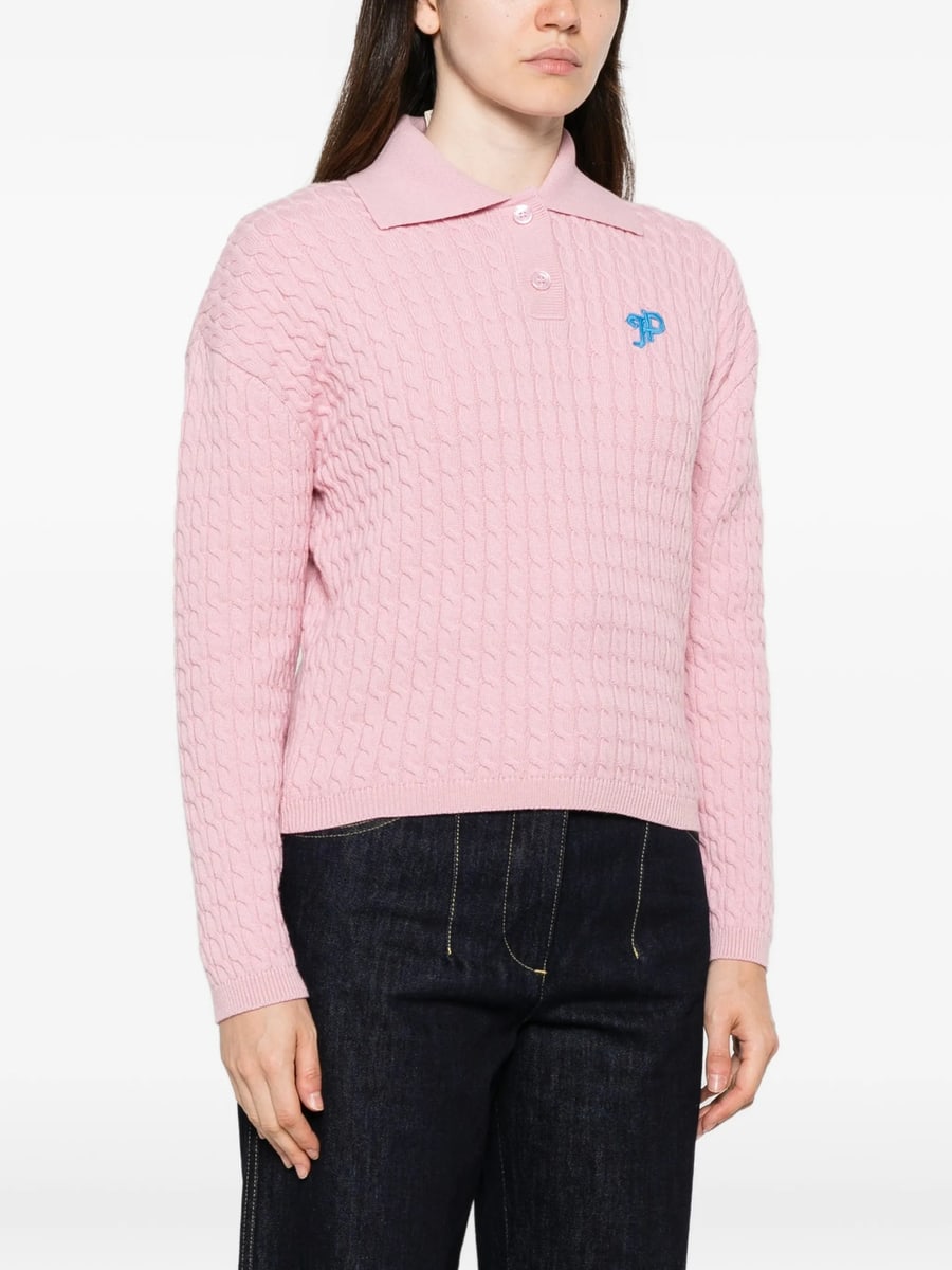 Patou Patou JP Cable-knit Polo Sweater, view 2
