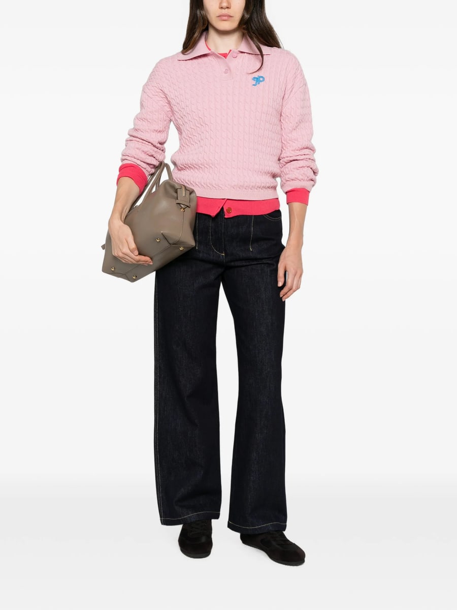 Patou Patou JP Cable-knit Polo Sweater, view 4