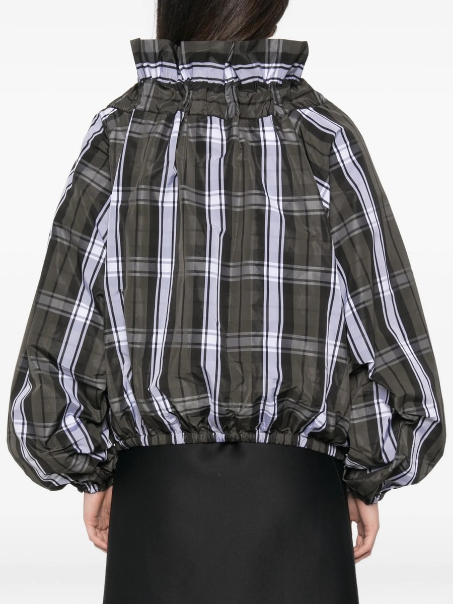 Patou Patou Scoop-neck Check Ruffled Blouse, view 3
