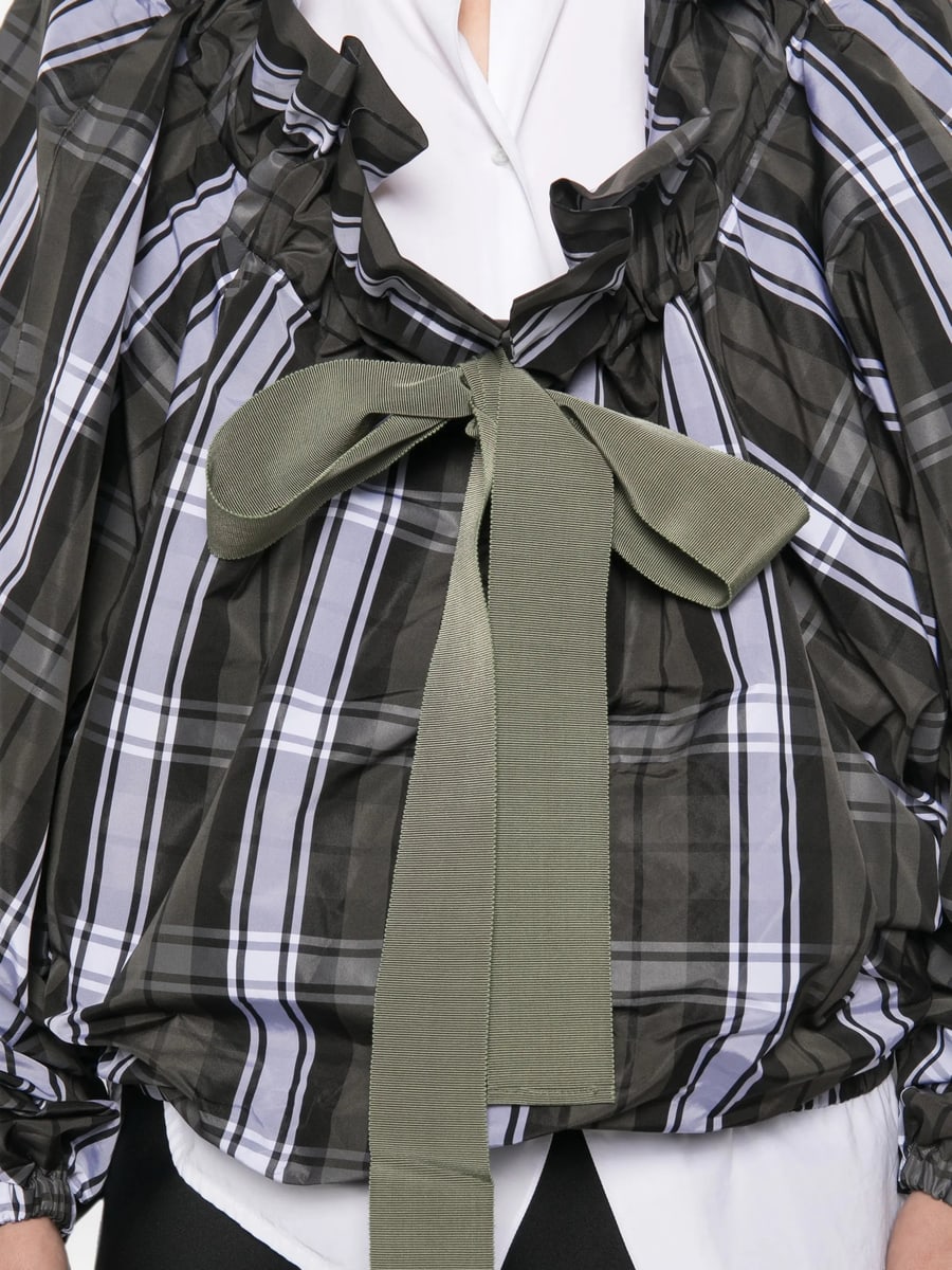 Patou Patou Scoop-neck Check Ruffled Blouse, view 5
