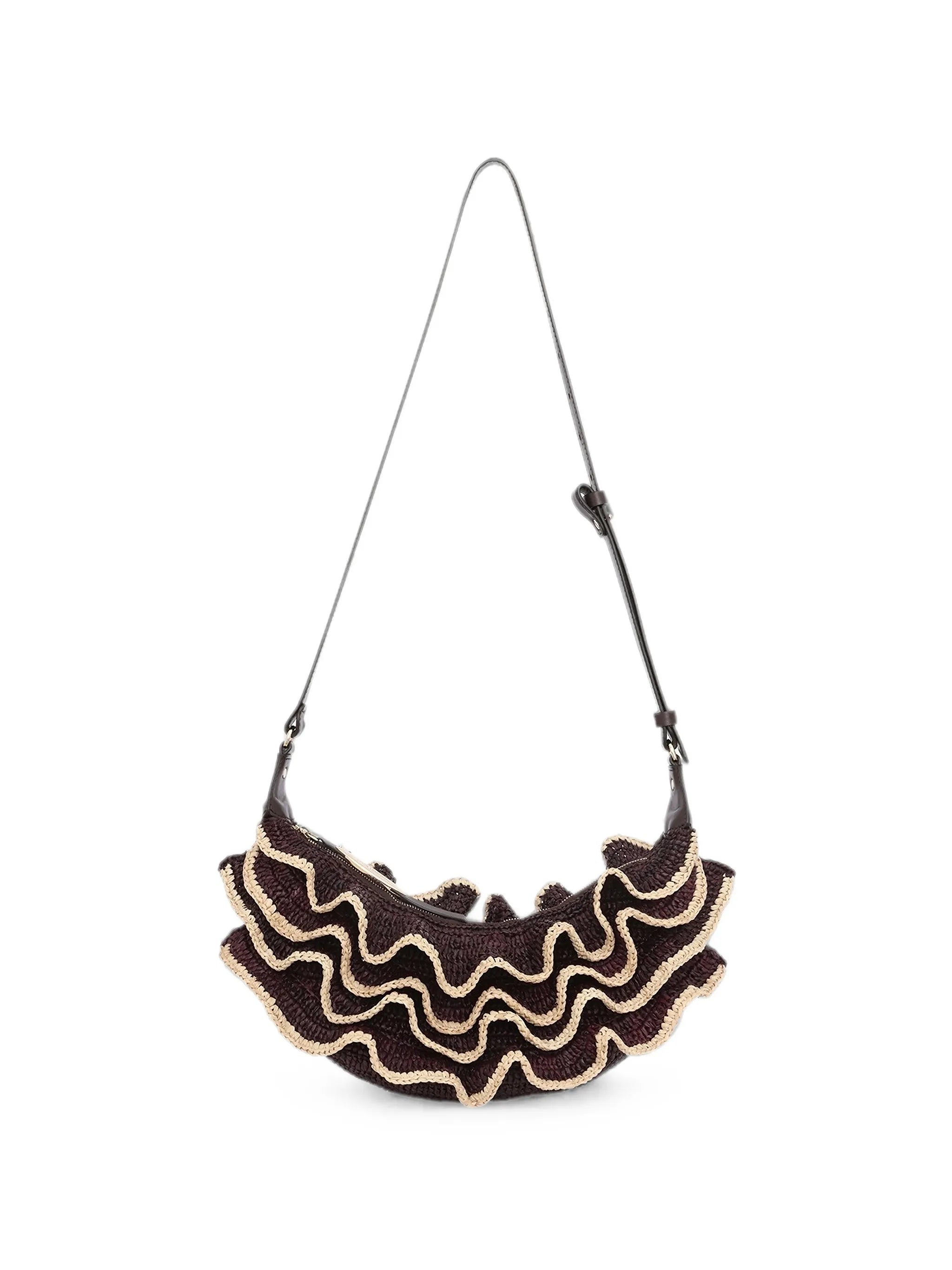 Zimmermann Zimmermann Goldentime Ruffled Raffia Shoulder Bag