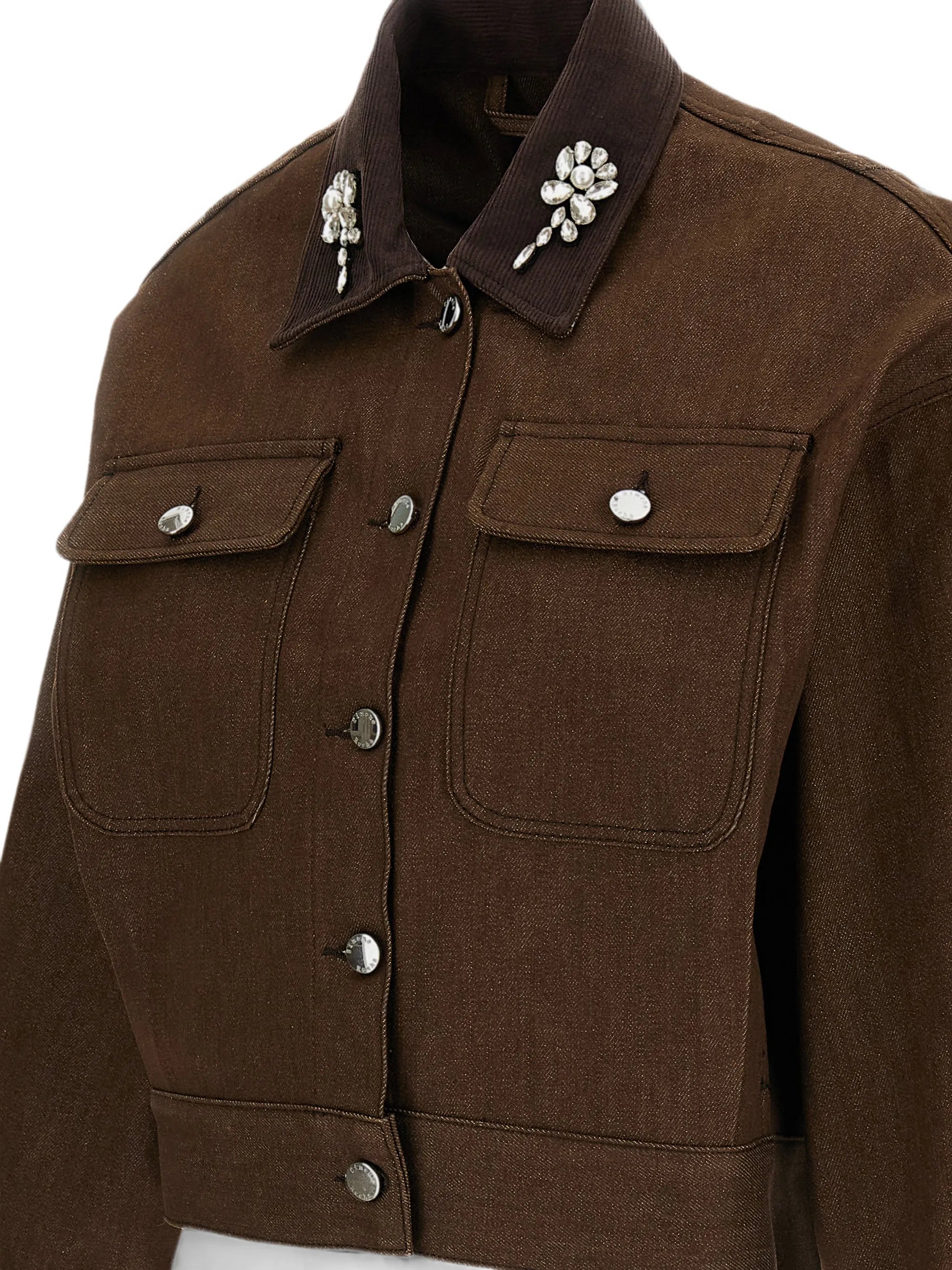 Simone Rocha Simone Rocha Embellished-collar Cropped Denim Jacket, view 2
