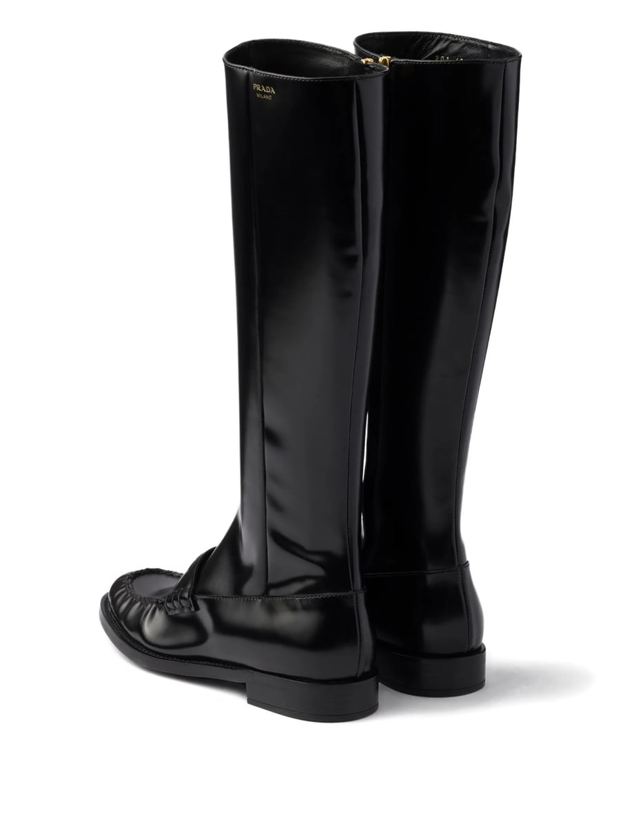 Prada Prada Brushed Leather Boots, view 4