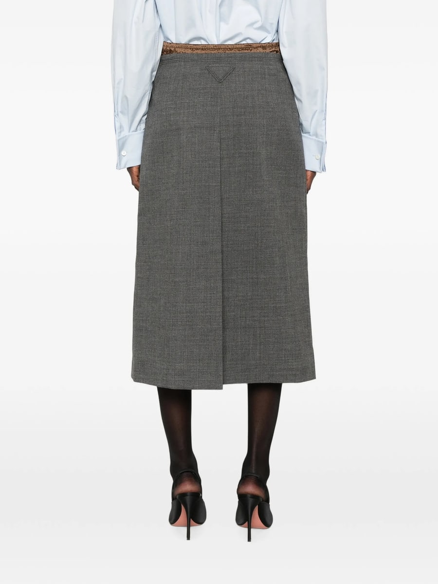 Prada Prada Pleated Wool Skirt, view 3