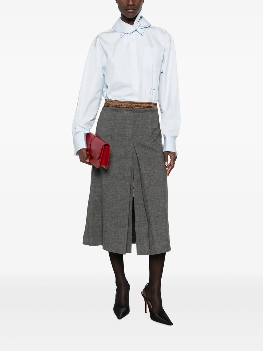 Prada Prada Pleated Wool Skirt, view 4