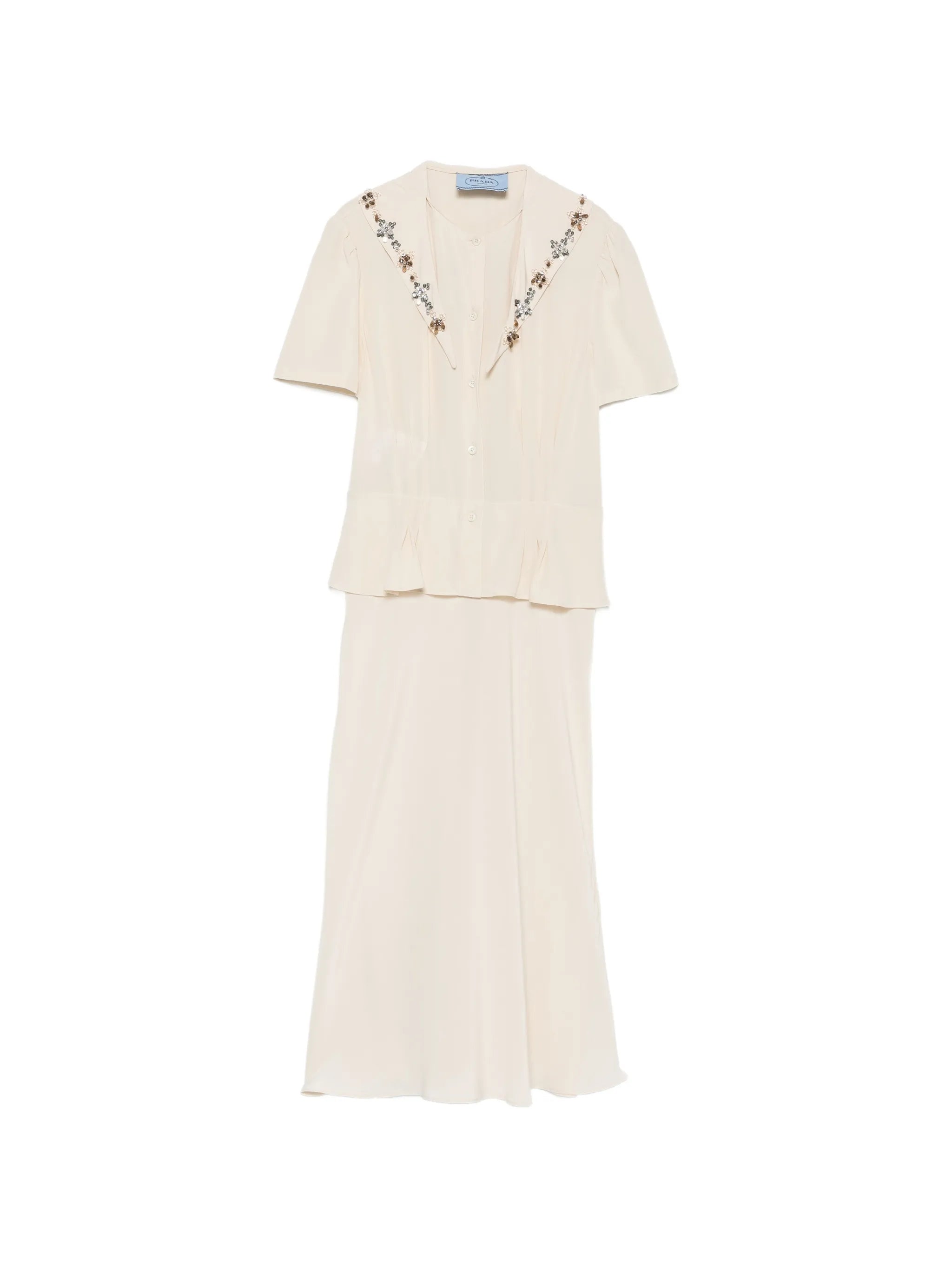 Prada Prada Crystal-embellished Peplum-waist Midi Dress