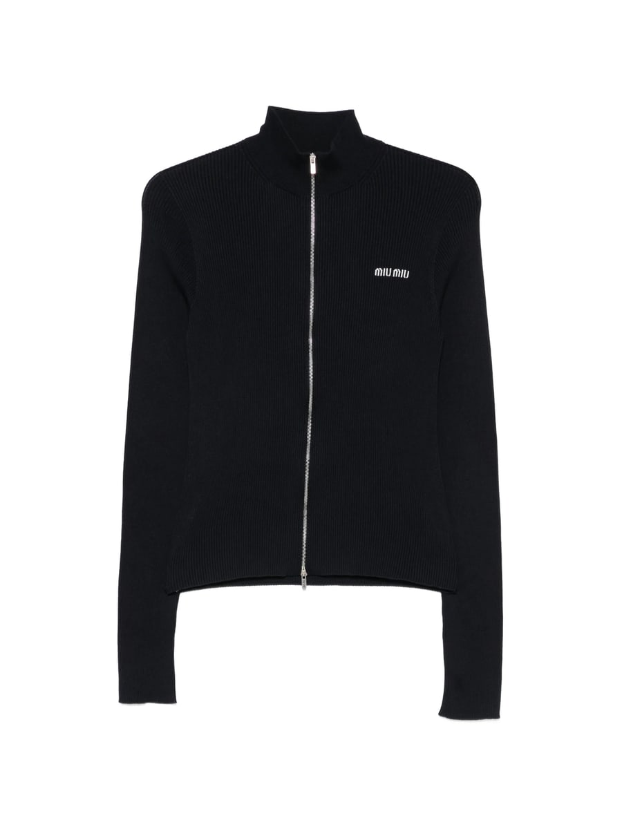 Miu Miu Miu Miu Logo-embroidered Zip-up Cardigan