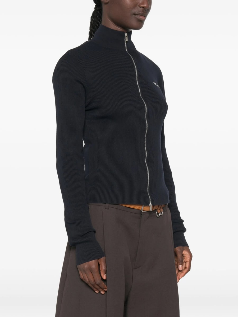 Miu Miu Miu Miu Logo-embroidered Zip-up Cardigan, view 5