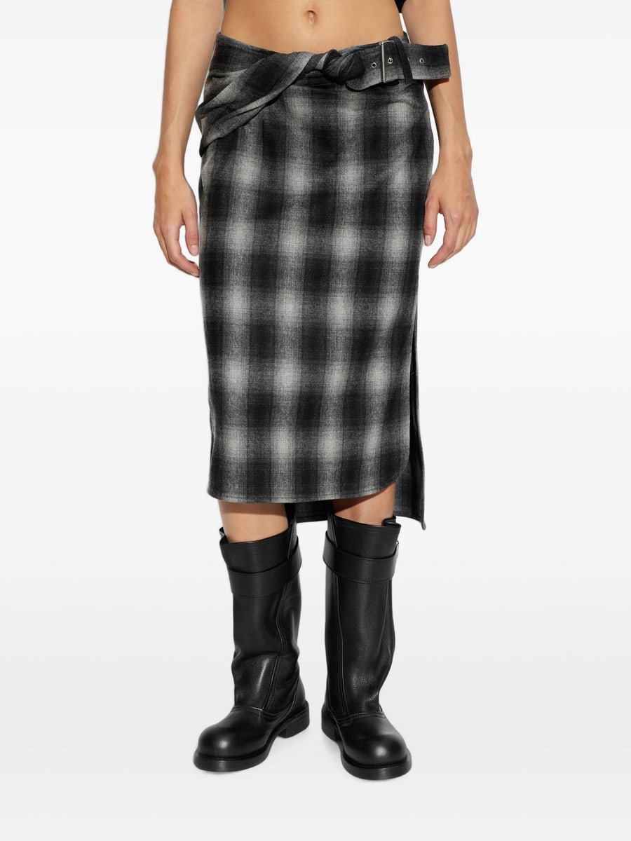 Iro Iro Nylane Check Belted Midi Skirt, view 3