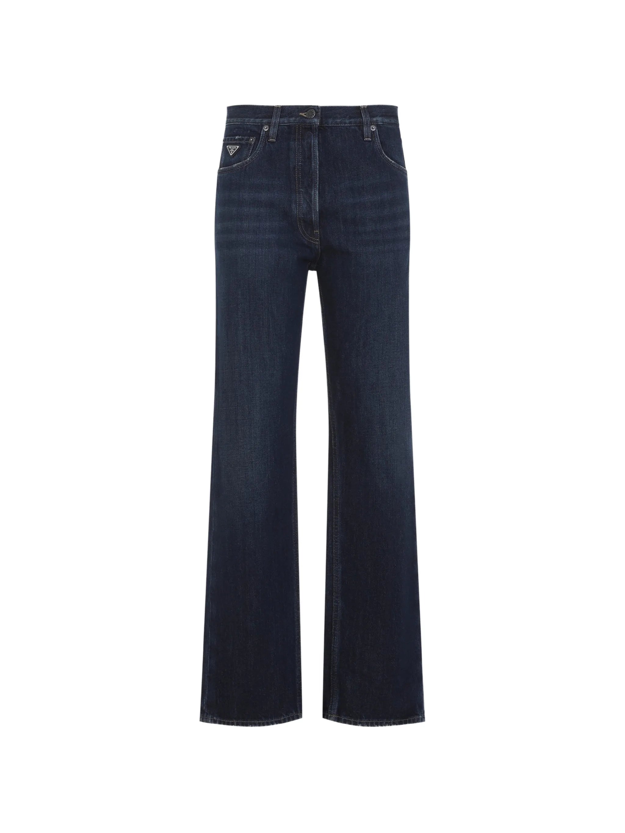 Prada Prada Logo-plaque Wide-leg Jeans