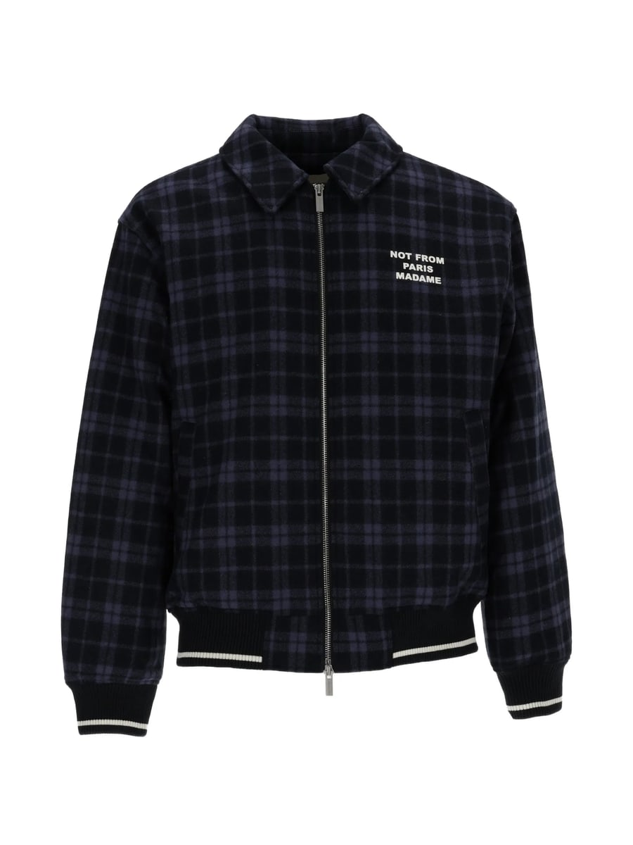 Drole De Monsieur Drole De Monsieur Check-pattern Slogan Jacket